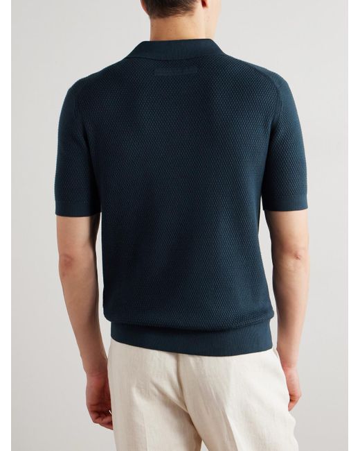 Zegna Blue Slim-fit Cotton-piqué Polo Shirt for men
