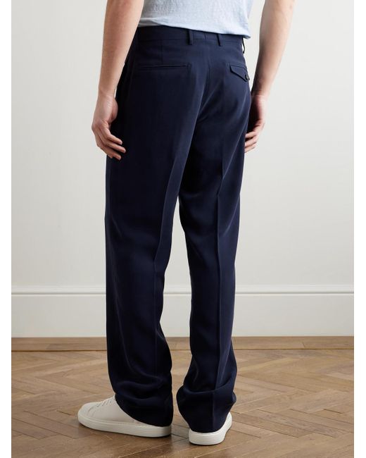 Thom Sweeney Blue Wide-Leg Twill Trousers for men