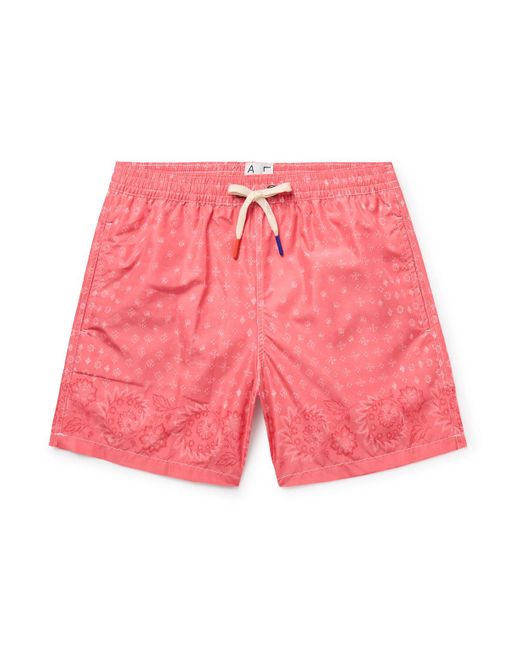 Altea Pink Slim-fit Mid-length Printed Swim Shorts for men