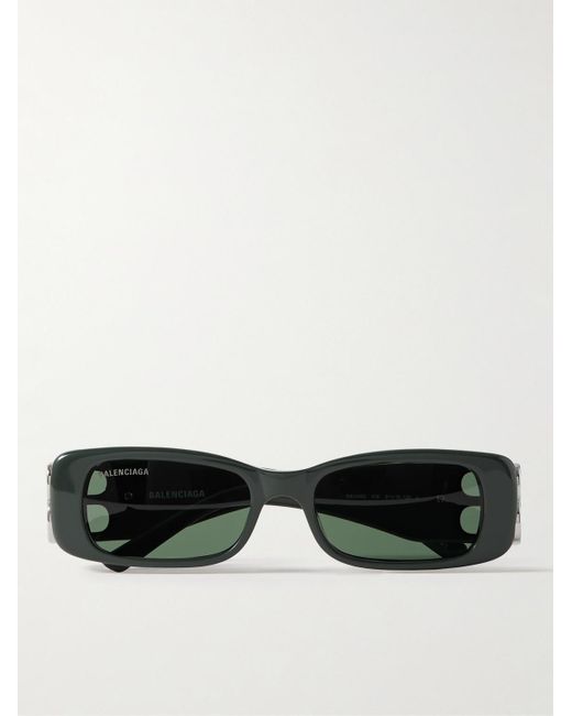 Balenciaga Black Dynasty Rectangular-frame Acetate And Silver-tone Sunglasses for men