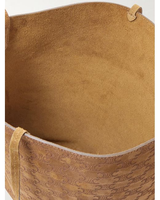 Logo-Debossed Suede Bucket Bag di Céline in Brown da Uomo