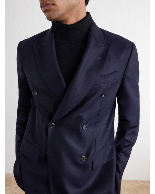 Gabriela Hearst Blue Angelo Double-Breasted Wool And Cashmere-Blend Flannel Suit Jacket for men