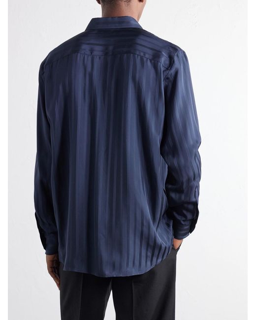 Saint Laurent Blue Striped Jacquard Shirt for men