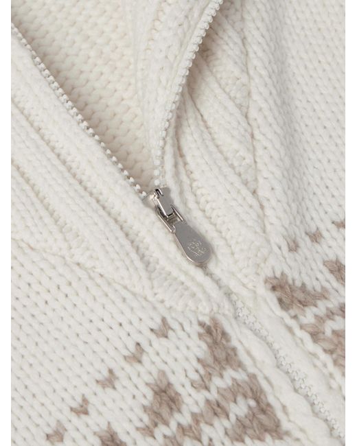 Brunello Cucinelli Natural Jacquard-Knit Cashmere Zip-Up Cardigan for men