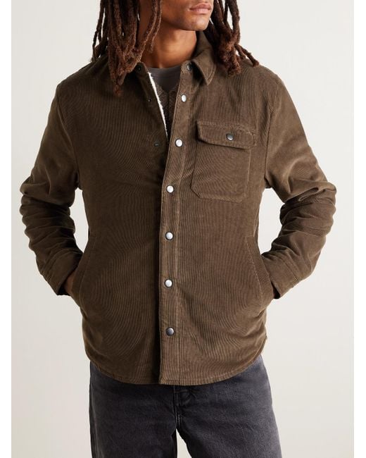 James Perse Brown Fleece-lined Cotton-blend Corduroy Shirt Jacket for men