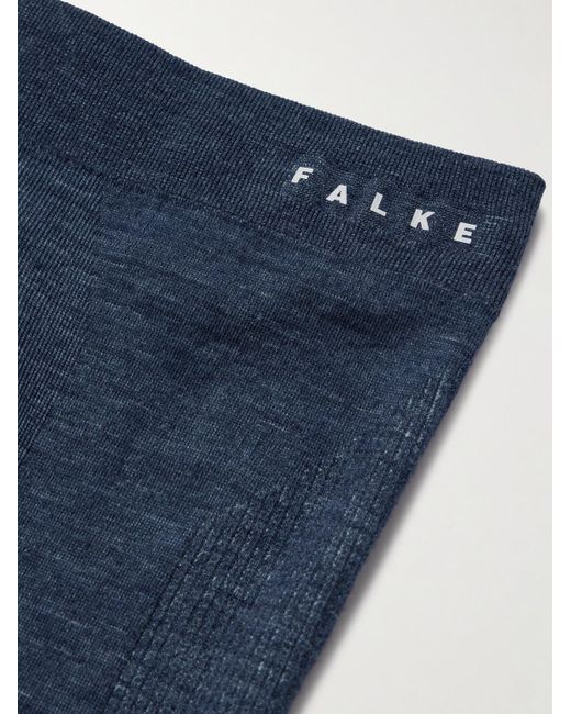 Falke Blue Printed Virgin Wool-Blend Ski Tights for men