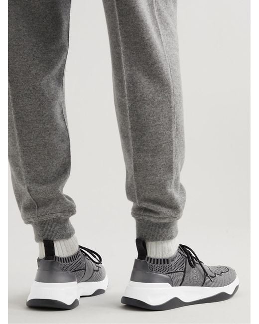 Berluti Shadow Sneakers aus Stretch-Strick mit Besatz aus Venezia-Leder in Gray für Herren