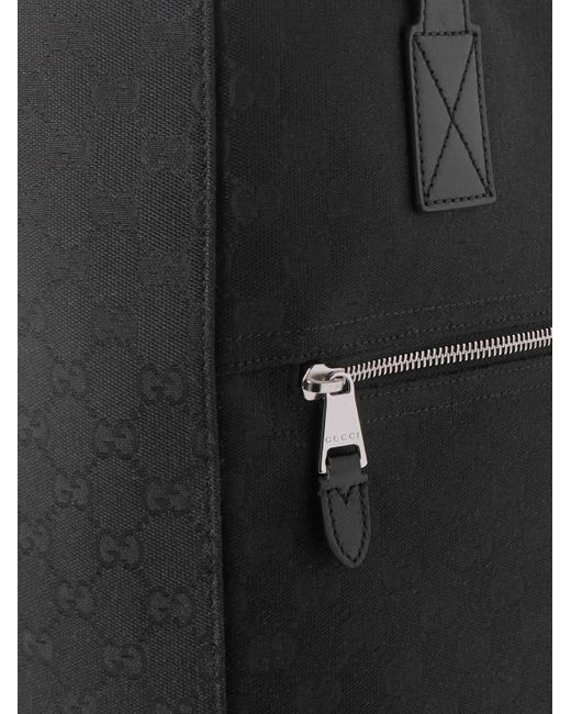 Gucci Neo Tote aus Leder und Baumwoll-Canvas mit Ripsband-Besatz und Logomuster in Black für Herren