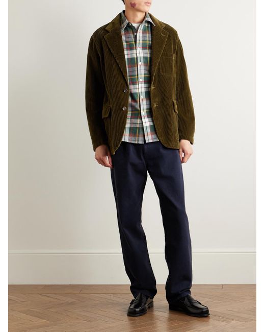 Portuguese Flannel Green Teca Checked Organic Cotton-Flannel Shirt for men