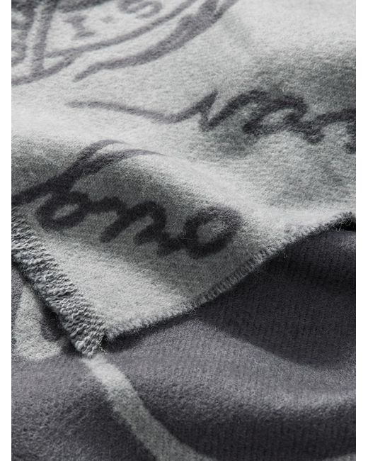 Berluti Gray Scritto Wool-Jacquard Scarf for men