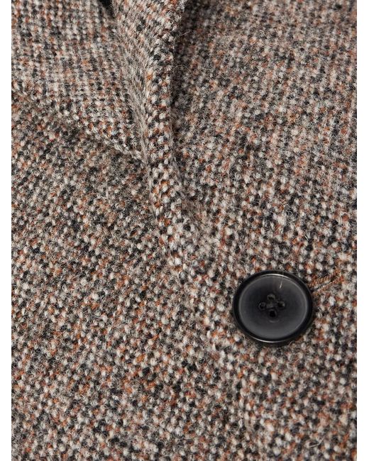 Dries Van Noten Gray Wool-Blend Tweed Overcoat for men