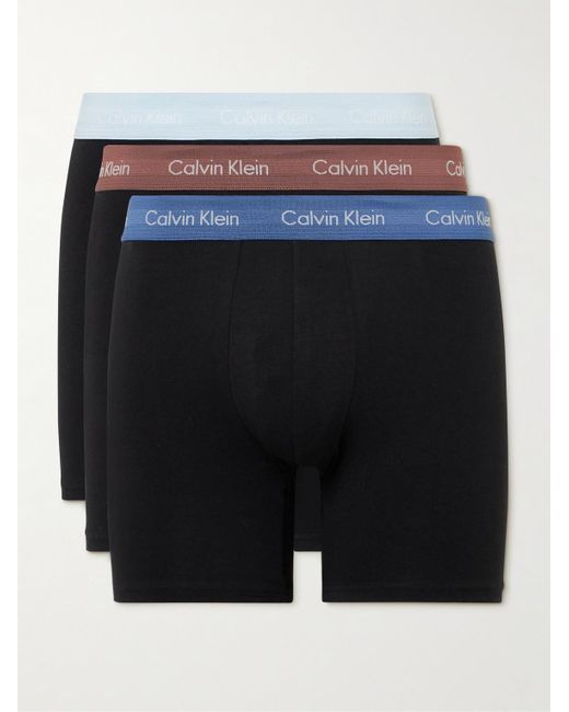 Calvin Klein Black Three-pack Stretch-cotton Boxer Briefs for men