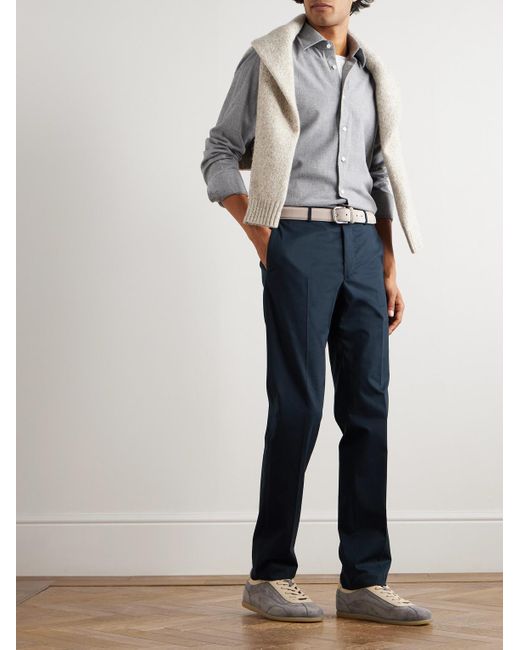Slowear Blue Incotex Slim-fit Cotton And Cashmere-blend Trousers for men