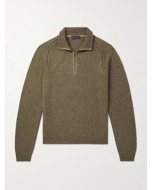 Sease Green Cashmere Half-Zip Sweater for men
