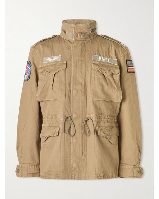 Polo Ralph Lauren Natural The Iconic Logo-Appliquéd Striped Cotton Field Jacket for men