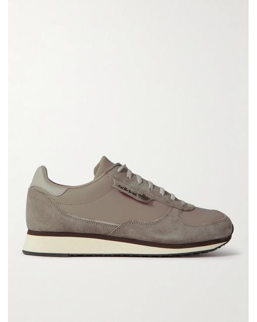 Adidas Originals Gray Lawkholme Spzl Leather And Suede Sneakers for men