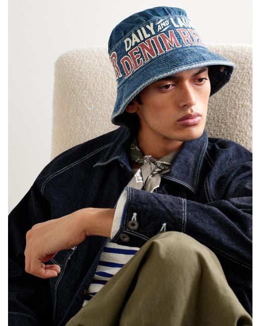 Kapital Blue Laundry Printed Denim Bucket Hat