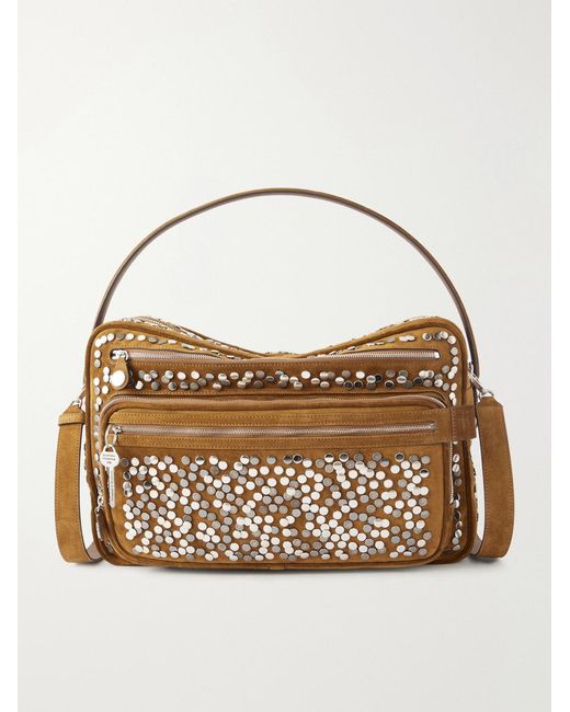 Acne Metallic Camero Camera Embellished Suede Shoulder Bag for men