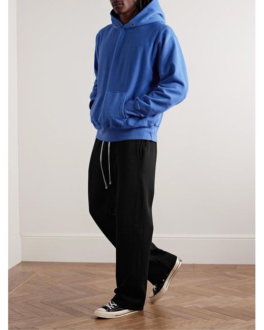 Les Tien Blue Garment-Dyed Cotton-Jersey Hoodie for men
