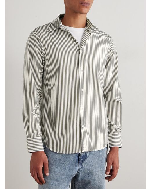 Officine Generale Gray Giacomo Striped Cotton-poplin Shirt for men