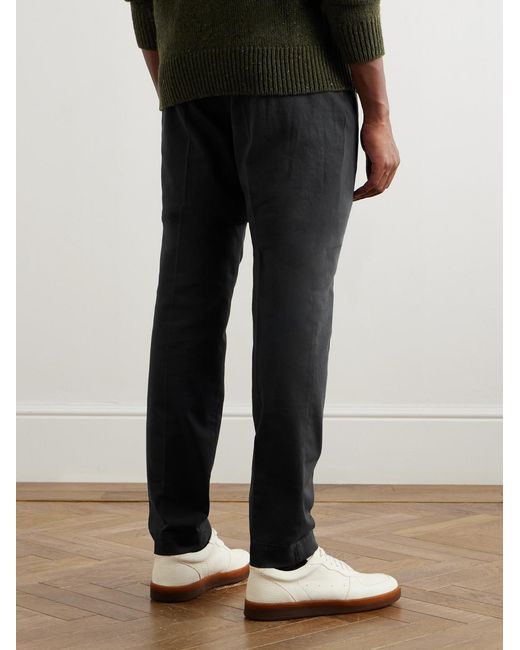 Slowear Gray Venezia 1951 Slim-Fit Pleated Stretch-Cotton Trousers for men