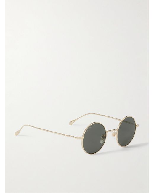 Gucci Goldfarbene Sonnenbrille mit rundem Rahmen in Metallic für Herren