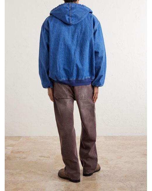 (w)taps Blue D00m Denim Hooded Jacket for men