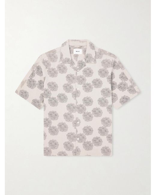 NN07 Natural Ole 5396 Camp-Collar Printed Linen And Cotton-Blend Shirt for men