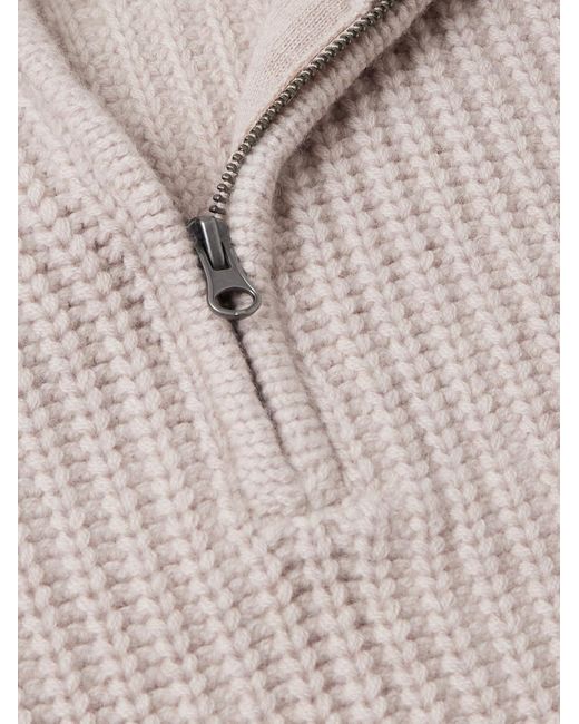 Hartford Natural Ribbed Wool Half-zip Sweater for men