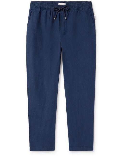 Onia Blue Air Straight-leg Linen And Lyocell-blend Drawstring Trousers for men