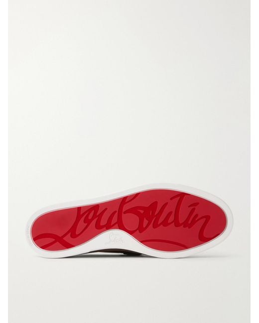 Christian Louboutin White Neocl Logo-Embossed Suede Boat Shoes for men