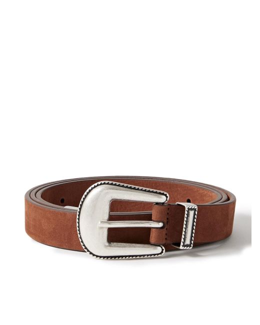 Andersons Brown 2.5Cm Nubuck Western Belt for men