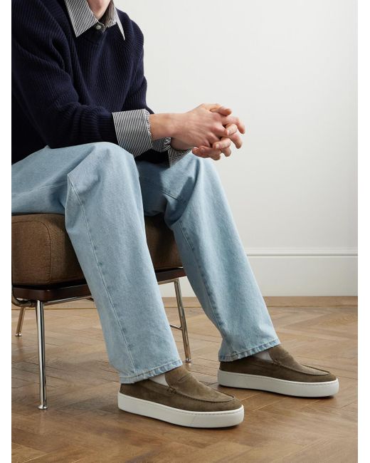 Christian Louboutin Green Paqueboat Suede Penny Loafers for men