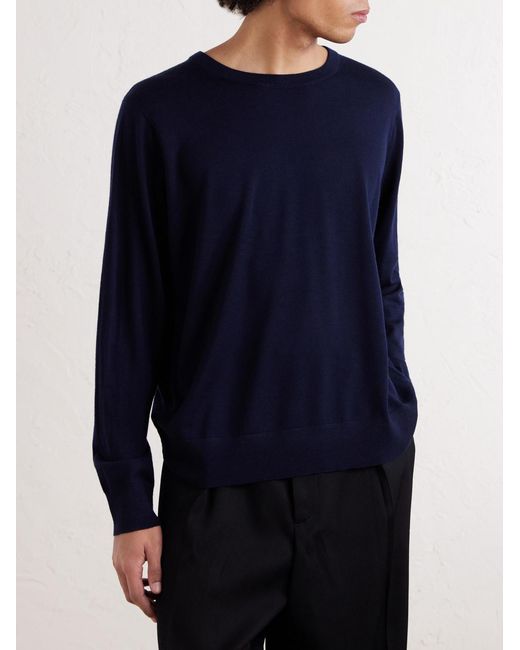 Merino Wool Sweater di Dries Van Noten in Blue da Uomo