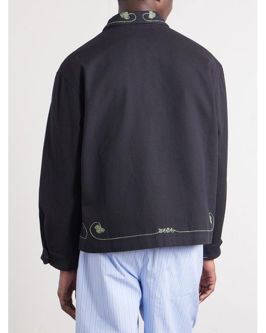 Bode Blue Lucky Draw Embroidered Cotton-Twill Blouson Jacket for men