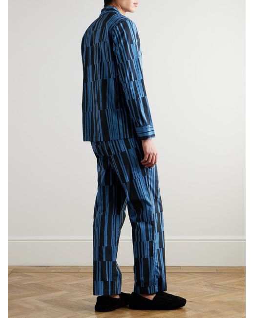 Mr P. Blue Striped Cotton Pyjama Set for men