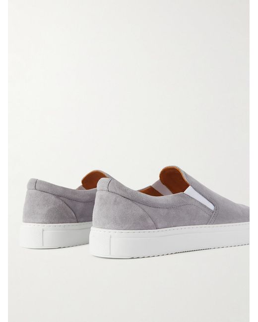Mr P. White Regenerated Suede By Evolo Slip-On Sneakers for men