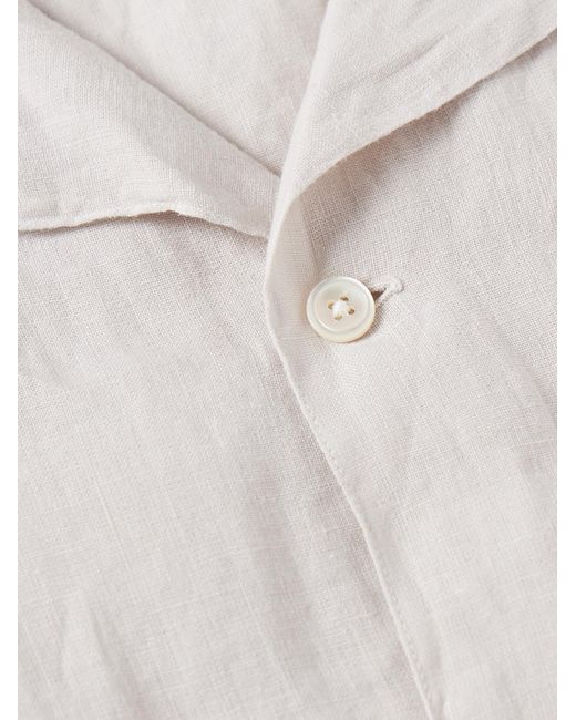 Hartford White Palmito Mc Pat Convertible-Collar Linen Shirt for men
