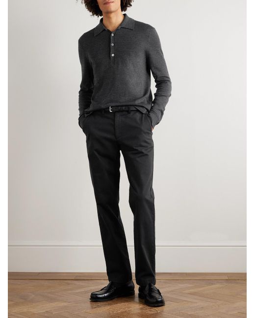 Mr P. Gray Merino Wool Polo Shirt for men