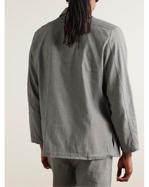 Overshirt in misto cotone e lino con colletto convertibile Florida di Massimo Alba in Gray da Uomo