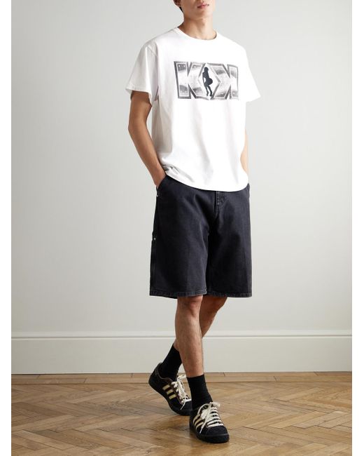 GALLERY DEPT. White Funky Ass Records Glittered Printed Cotton-jersey T-shirt for men