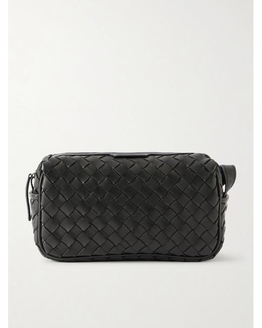Officine Creative Black Armour 014 Woven Leather Wash Bag for men