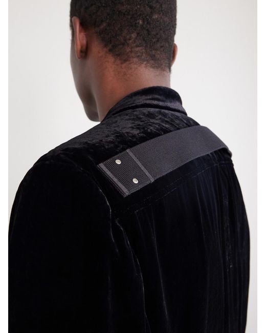 Rick Owens Blue Fogpocket Velour Jacket for men
