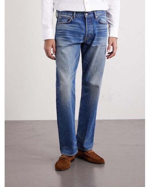 Tom Ford Blue Straight-Leg Selvedge Jeans for men