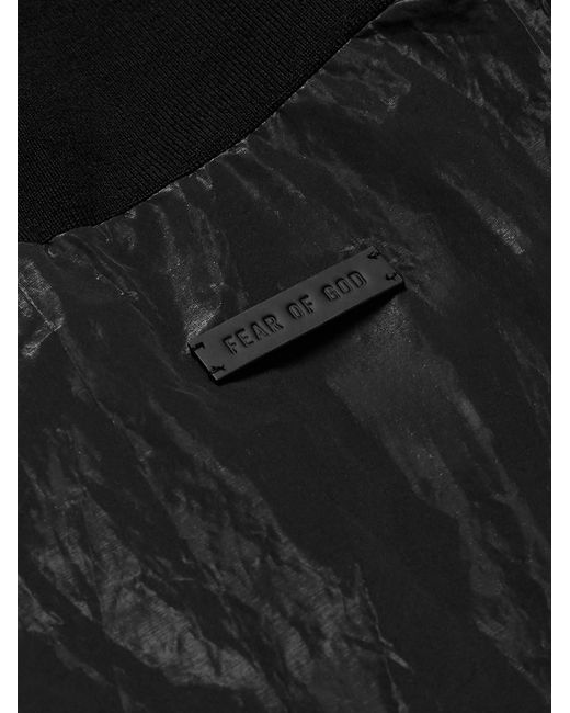 Fear Of God Black Logo-Appliquéd Crinkled-Shell Half-Zip Track Jacket for men