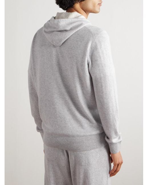Eleventy Gray Cashmere Zip-Up Hoodie for men