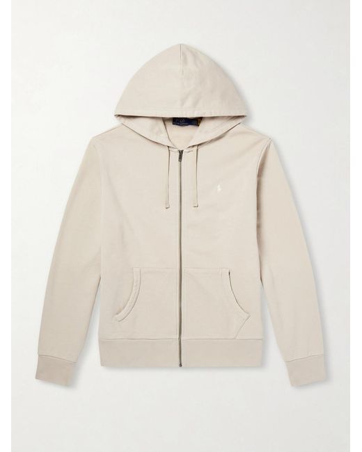 Polo Ralph Lauren Natural Logo-embroidered Cotton-jersey Zip-up Hoodie for men