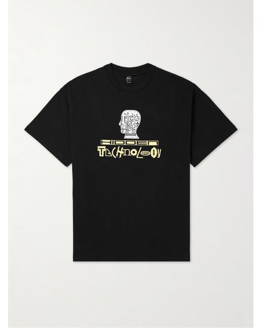 T-shirt in jersey di cotone con stampa di Brain Dead in Black da Uomo
