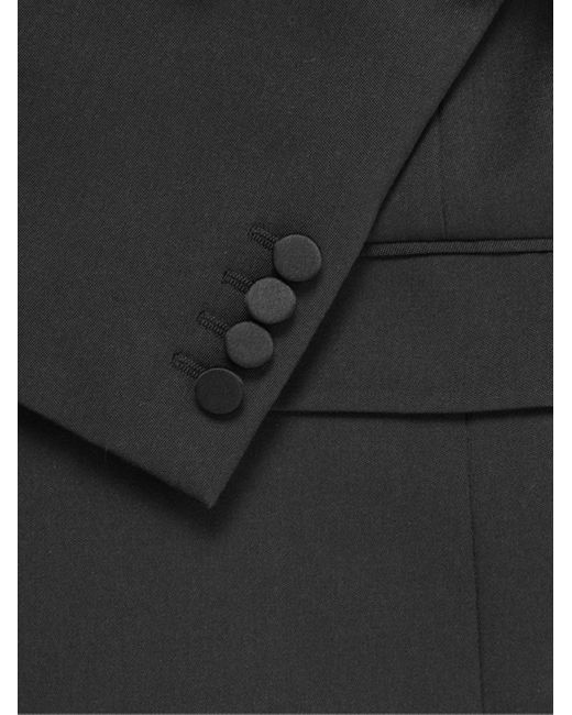Giacca da smoking slim-fit in lana grain de poudre con finiture in raso di Saint Laurent in Black da Uomo