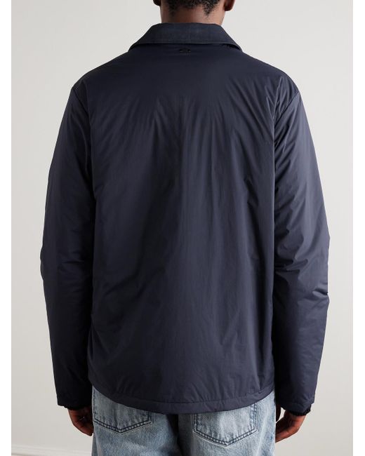 Herno Blue Padded Cotton Corduroy-Trimmed Shell Jacket for men